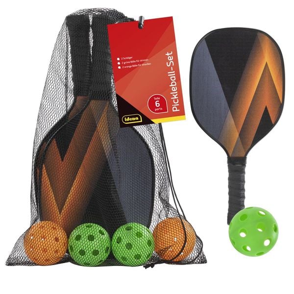 Set Pickleball Idena Con 2 Racchette, 4 Palline E Rete - Per Interno Ed Esterno, Gioco Divertente - Foto 9