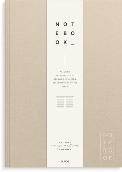 Burde Notizbuch Textil beige liniert A4, Notizbuch von , Burde Publishing AB
