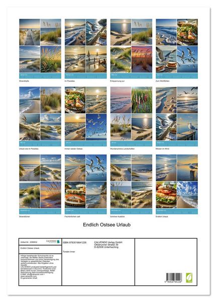 Produktbild: Endlich Ostsee Urlaub (Wandkalender 2026 DIN A2 hoch), CALVENDO Monatskalender
