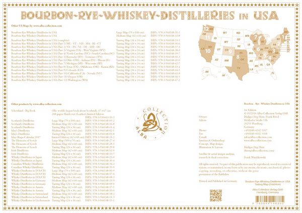Produktbild: Bourbon-Rye-Whiskey Distilleries in USA - Tasting Map 34x24cm