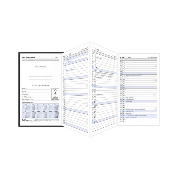 Produktbild: Taschenplaner Leporello schwarz 2027