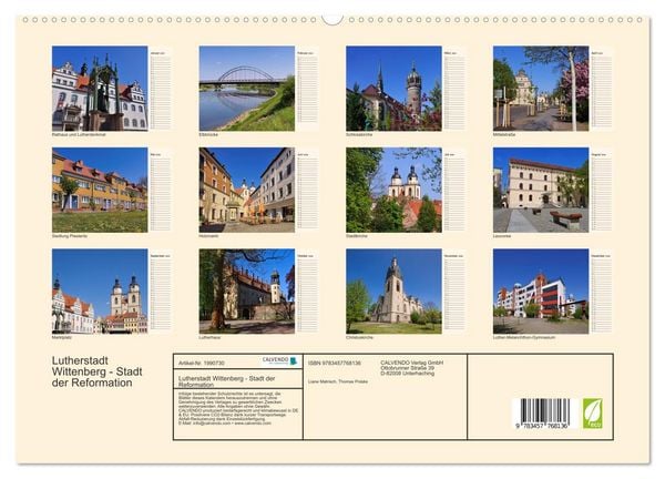 Produktbild: Lutherstadt Wittenberg - Stadt der Reformation (hochwertiger Premium Wandkalender 2026 DIN A2 quer), Kunstdruck in Hochglanz