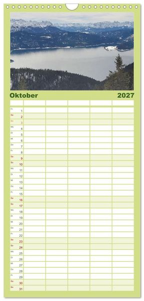 Produktbild: Familienplaner 2027 - Walchensee Panorama mit 5 Spalten (Wandkalender, 21 x 45 cm) CALVENDO