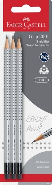 Produktbild: Faber-Castell Bleistift Grip 2001 HB 3er Set mit Radierer