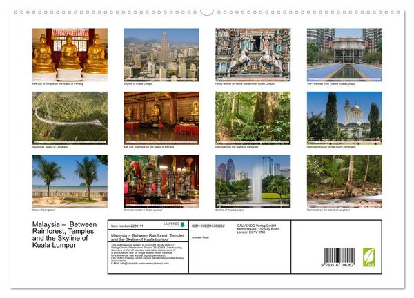 Produktbild: Malaysia &ndash; Between Rainforest, Temples and the Skyline of Kuala Lumpur (High Quality Premium Wall Calendar 2027 DIN A2 landscape),CALVENDO 12 Month Wall Calendar