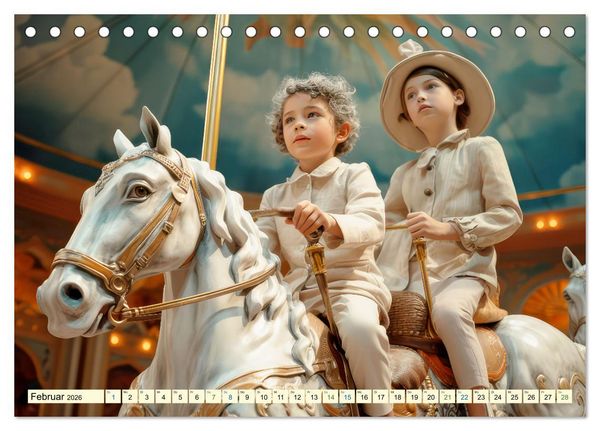 Produktbild: Karussell Nostalgie fr&uuml;her und heute (Tischkalender 2026 DIN A5 quer), CALVENDO Monatskalender