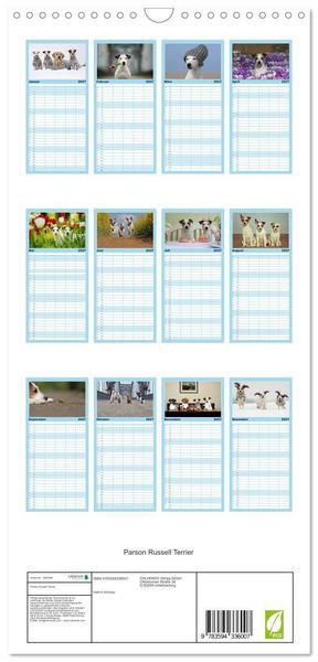 Produktbild: Familienplaner 2027 - Parson Russell Terrier mit 5 Spalten (Wandkalender, 21 x 45 cm) CALVENDO