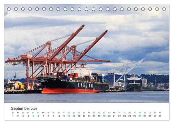 Produktbild: Gro&szlig;e und kleine Schiffe im Seehafen Seattle (Tischkalender 2026 DIN A5 quer), CALVENDO Monatskalender