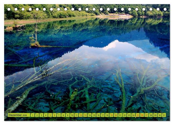 Produktbild: Die magischen Gew&auml;sser von Jiuzhaigou und Huanglong (Tischkalender 2026 DIN A5 quer), CALVENDO Monatskalender