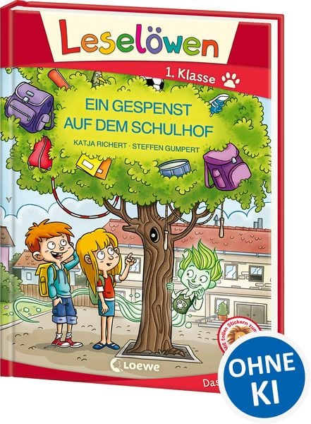 Leselöwen 1. Klasse - Ein Gespenst auf dem Schulhof (Großbuchstabenausgabe), Gebundene Ausgabe von Katja Richert, Loewe, 978-3-7432-0485-0