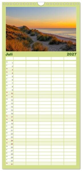 Produktbild: Familienplaner 2027 - Sylt - Magie der Abendstunden mit 5 Spalten (Wandkalender, 21 x 45 cm) CALVENDO