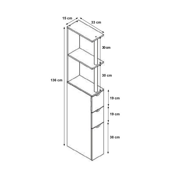 Produktbild: HTI-Living Raumteilerregal 136 cm Thekla Beton