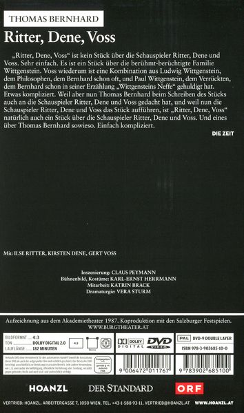 Produktbild: Ritter, Dene, Voss (Thomas Bernhard) - Edition Burgtheater
