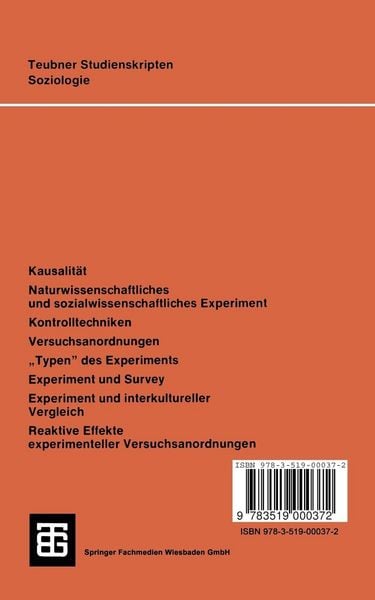 Produktbild: Das Experiment in den Sozialwissenschaften