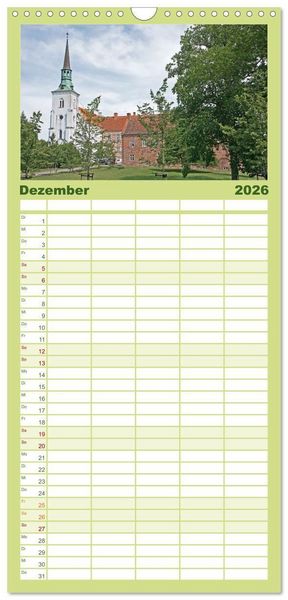 Produktbild: Familienplaner 2026 - Schl&ouml;sser in D&auml;nemark mit 5 Spalten (Wandkalender, 21 x 45 cm) CALVENDO