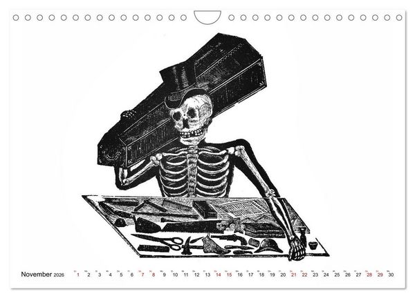 Produktbild: Calaveras - Totenk&ouml;pfe und Skelette (Wandkalender 2026 DIN A4 quer), CALVENDO Monatskalender