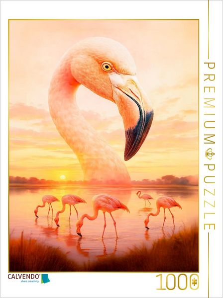 Produktbild: CALVENDO Puzzle Flamingo im Licht - Eleganz in Rosa | 1000 Teile Lege-Gr&ouml;&szlig;e 64x48cm Foto-Puzzle f&uuml;r gl&uuml;ckliche Stunden