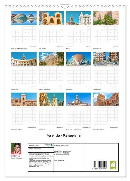 Produktbild: Valencia - Reiseplaner (Wandkalender 2026 DIN A3 hoch), CALVENDO Monatskalender