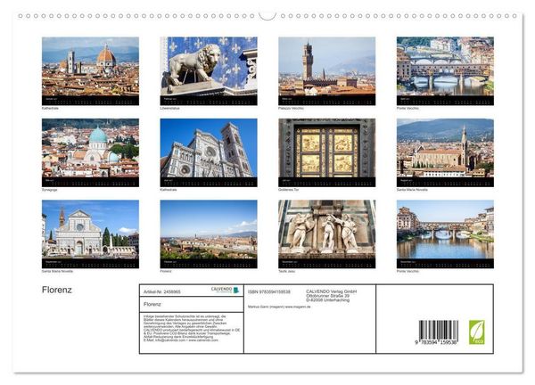 Produktbild: Florenz (hochwertiger Premium Wandkalender 2027 DIN A2 quer), Kunstdruck in Hochglanz