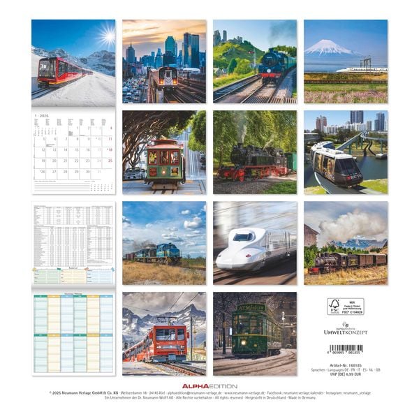 Produktbild: Eisenbahnen 2026 - Broschürenkalender 30x30 cm (30x60 geöffnet) - Kalender mit Platz für Notizen - Steam Engines - Bildkalender - Wandkalender