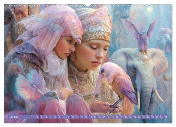 Produktbild: Paradiesische Welt - Fantasiewerke (hochwertiger Premium Wandkalender 2026 DIN A2 quer), Kunstdruck in Hochglanz