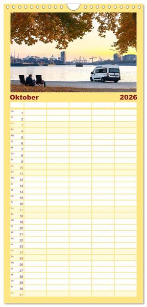 Produktbild: Familienplaner 2026 - Abenteuer Wildcamping - Mit dem Camper um die Welt mit 5 Spalten (Wandkalender, 21 x 45 cm) CALVENDO