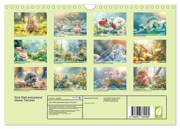 Produktbild: Eine Welt entz&uuml;ckend kleiner Tierchen (Wandkalender 2026 DIN A4 quer), CALVENDO Monatskalender
