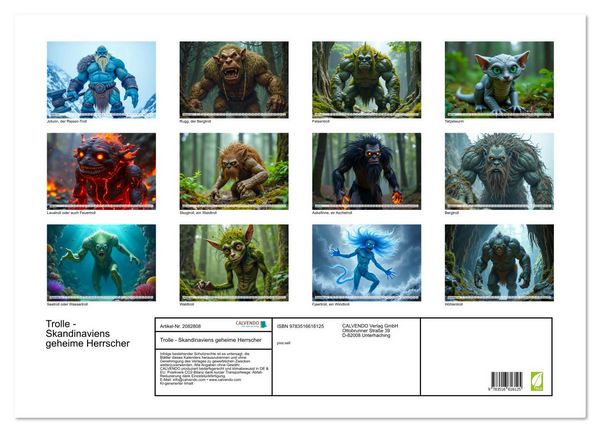Produktbild: Trolle - Skandinaviens geheime Herrscher (Wandkalender 2026 DIN A2 quer), CALVENDO Monatskalender