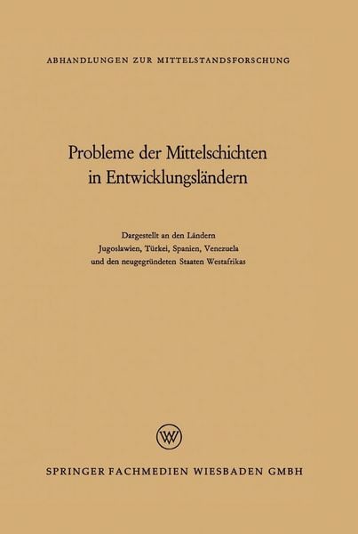 Produktbild: Probleme der Mittelschichten in Entwicklungsl&auml;ndern
