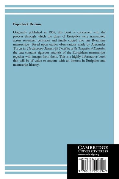 Produktbild: An Enquiry Into the Transmission of the Plays of Euripides
