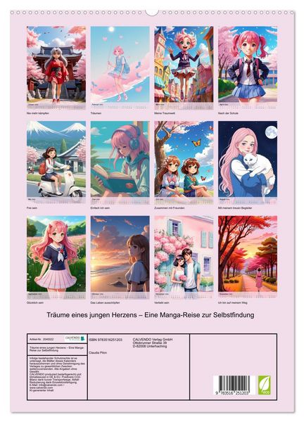 Produktbild: Tr&auml;ume eines jungen Herzens &ndash; Eine Manga-Reise zur Selbstfindung (hochwertiger Premium Wandkalender 2026 DIN A2 hoch), Kunstdruck in Hochglanz