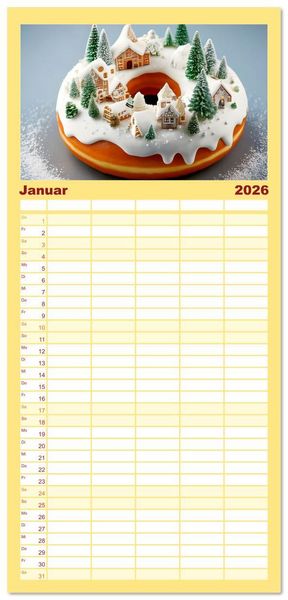 Produktbild: Familienplaner 2026 - Donuts - Eine Reise durch die Jahreszeiten mit 5 Spalten (Wandkalender, 21 x 45 cm) CALVENDO