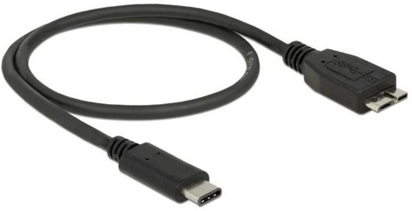 Produktbild: Delock USB-Kabel USB 3.2 Gen1 USB-C&reg; Stecker, USB-Micro-B 3.0 Stecker 0.50m Schwarz 83676