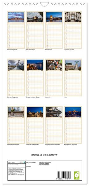 Produktbild: Familienplaner 2026 - KAISERLICHES BUDAPEST mit 5 Spalten (Wandkalender, 21 x 45 cm) CALVENDO