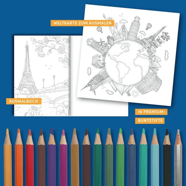 Produktbild: Colorful World Weltreise - Fernweh-Ausmal-Koffer