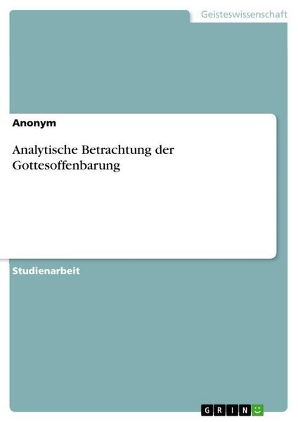 Produktbild: Analytische Betrachtung der Gottesoffenbarung