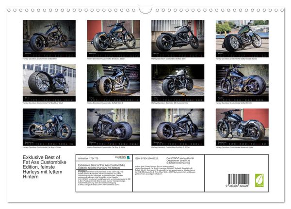 Produktbild: Exklusive Best of Fat Ass Custombike Edition, feinste Harleys mit fettem Hintern (Wandkalender 2025 DIN A3 quer), CALVENDO Monatskalender