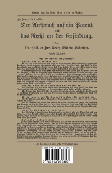 Produktbild: Bedeutung und Wesen des Patentanspruchs