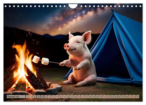Produktbild: Unterwegs mit Piet - Die Abenteuer eines Ferkelchens (Wandkalender 2026 DIN A4 quer), CALVENDO Monatskalender