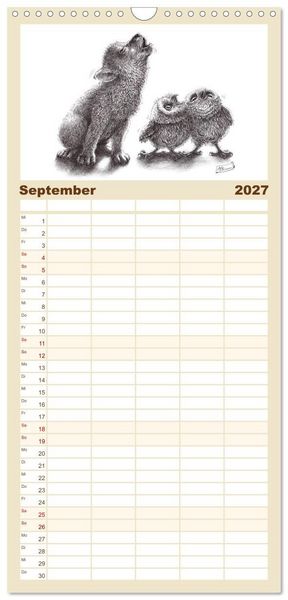 Produktbild: Familienplaner 2027 - owls & friends 2027 mit 5 Spalten (Wandkalender, 21 x 45 cm) CALVENDO