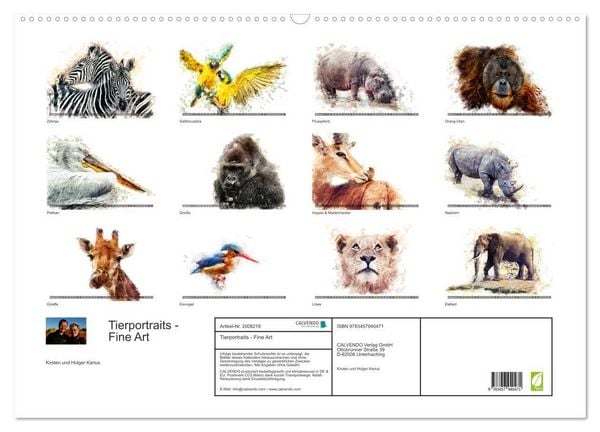Produktbild: Tierportraits - Fine Art (Wandkalender 2026 DIN A2 quer), CALVENDO Monatskalender
