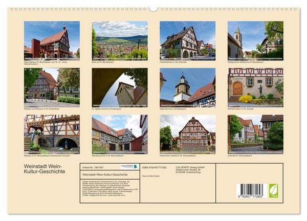 Produktbild: Weinstadt Wein-Kultur-Geschichte (hochwertiger Premium Wandkalender 2026 DIN A2 quer), Kunstdruck in Hochglanz