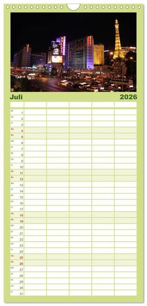 Produktbild: Familienplaner 2026 - Las Vegas - Nevada mit 5 Spalten (Wandkalender, 21 x 45 cm) CALVENDO