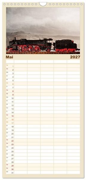 Produktbild: Familienplaner 2027 - Dampflokomotiven in Spur N mit 5 Spalten (Wandkalender, 21 x 45 cm) CALVENDO