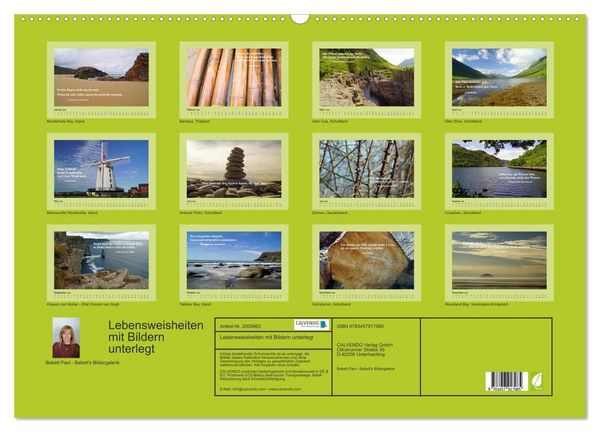 Produktbild: Lebensweisheiten mit Bildern unterlegt (Wandkalender 2026 DIN A2 quer), CALVENDO Monatskalender