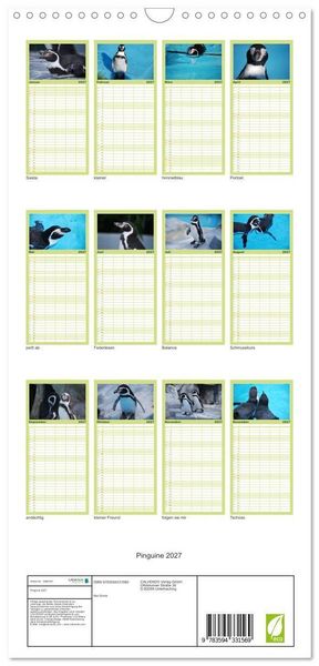 Produktbild: Familienplaner 2027 - Pinguine 2027 mit 5 Spalten (Wandkalender, 21 x 45 cm) CALVENDO