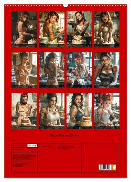 Produktbild: Tattoo Girls and Cakes (Wall Calendar 2026 DIN A2 portrait), CALVENDO 12 Month Wall Calendar