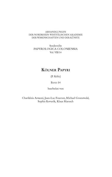 Produktbild: K&ouml;lner Papyri (P. K&ouml;ln) Band 14