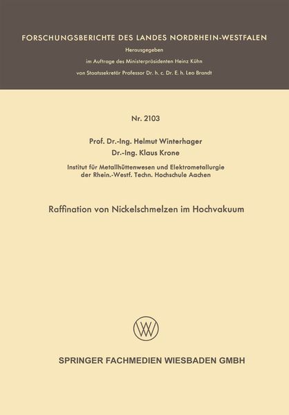 Produktbild: Raffination von Nickelschmelzen im Hochvakuum