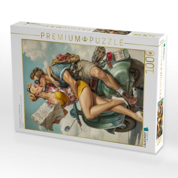 Produktbild: CALVENDO Puzzle F&uuml;r den Rollerfahrer - ein hei&szlig;es K&uuml;sschen | 1000 Teile Lege-Gr&ouml;&szlig;e 64x48cm Foto-Puzzle f&uuml;r gl&uuml;ckliche Stunden